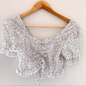 Black and white polka dot crop top